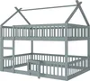A gray wooden bunk bed with a house-shaped frame and a ladder. Produktbild-Vorschau