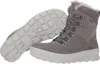 A pair of gray suede winter boots with white soles and gray laces, shown from a side angle with one boot standing and the other lying on its side to show the sole. Produktbild-Vorschau