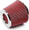 A conical red air filter with a chrome rim, isolated on a white background. Anteprima dell’immagine prodotto