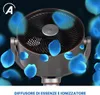 A close-up marketing shot of a fan with blue petals floating around it. Anteprima dell’immagine prodotto