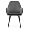 A single gray upholstered chair with black legs, shown from the front. Podgląd zdjęcia produktu