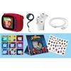 A collage of a Spiderman-themed instant camera kit, including the camera, accessories, and decorative frames. Voir les images du produit