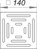 A technical drawing of a square grate with dimensions indicated. Podgląd zdjęcia produktu