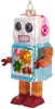 A glass robot ornament hanging from a string. Produktbild-Vorschau