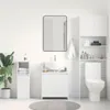 A clean, modern bathroom with white tiled walls and floor. Produktbild-Vorschau