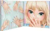 An open spiral-bound coloring book showing illustrations of hands and nails on the left page and a close-up of a girl's face on the right page. Anteprima dell’immagine prodotto