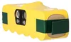 A yellow battery pack with green bands and a black connector on a white background. Produktbild-Vorschau
