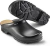 A pair of black Sika clogs, with one shoe shown from the side and the other from the sole. Podgląd zdjęcia produktu