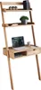 A wooden ladder desk with shelves and a drawer, displaying a laptop and some decorative items. Voir les images du produit