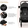 A product image showcasing features of a stroller with accompanying text descriptions. Produktbild-Vorschau