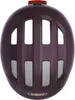 Top view of a purple bicycle helmet with a red light on top. Produktbild-Vorschau