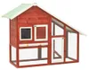 vidaXL Králikáreň červeno-biela 140x63x120 cm Jedľový masív Náhľad obrázku produktu 8