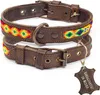 ALTEZAR Buntes Hundehalsband aus Leder Doppel-Tribal Produktbild-Vorschau 1