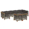 The Living Store 9-tlg. Garten-Sofagarnitur mit Kissen Grau Produktbild-Vorschau 3