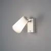 A white wall lamp with a motion sensor is mounted on a gray wall. Produktbild-Vorschau