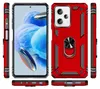 A collage of a red phone case with a ring holder, showing different angles of the case and the phone it protects. Produktbild-Vorschau
