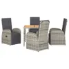 vidaXL 5-tlg. Garten-Essgruppe mit Kissen Grau Poly Rattan Produktbild-Vorschau 4