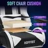 A diagram showing the layered construction of a gaming chair cushion, highlighting different materials. Podgląd zdjęcia produktu