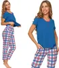 Zweiteiliges Pyjama-Set für Damen mit Spitzenbluse und Produktbild-Vorschau 11