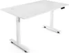A white adjustable height desk with wheels. Produktbild-Vorschau