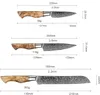 Noże HEZHEN 5 sztuk Santoku Damascus ze stali 67-warstwowej Podgląd zdjęcia produktu 2