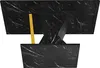 The back view of a black marble-effect table with a yellow support. Produktbild-Vorschau