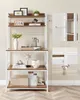 A kitchen bakers rack styled with various decorative items and storage solutions. Náhled obrázku produktu