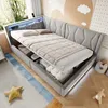 LVHOM Bekleden bed 140x200 cm, hoekbed van fluweel, bed met Productafbeelding-voorbeeld 1