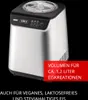Die Unold Eismaschine Uno 1,2 L ist eine silber-schwarze Eismaschine mit Digitalanzeige und Tasten.  Produktbild-Vorschau
