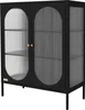 A black display cabinet with fluted glass doors and gold handles, shown against a white background. Náhľad obrázku produktu