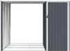 An open structure of a metal shed or storage unit, showing the frame and a partially open sliding door. Podgląd zdjęcia produktu
