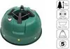 A green Christmas tree stand with technical specifications shown on the right side. Voir les images du produit