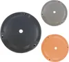Three round lids of different colors are displayed against a white background. Produktbild-Vorschau