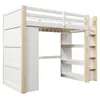 Lit mezzanine 90 x 200 cm avec armoire et étagère, en pin Voir les images du produit 14
