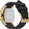 The back of a gold and black watch with a black rubber strap. Produktbild-Vorschau