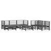 7-tlg. Garten-Lounge-Set mit Kissen Grau Massivholz Produktbild-Vorschau 4