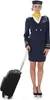 A woman in a stewardess costume stands with a suitcase. Anteprima dell’immagine prodotto