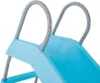 Close-up of the top section of a blue plastic slide with gray handles. Náhled obrázku produktu
