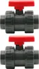 HAF 2x PVC 2 Wege Kugelhahn Roter Griff mit 50mm | Produktbild-Vorschau 1