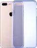 A gold iPhone 8 Plus/7 Plus is shown next to a transparent blue phone case. Produktbild-Vorschau
