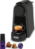 A De'Longhi Nespresso Essenza Mini coffee machine with a cup of espresso and coffee capsules. Produktbild-Vorschau
