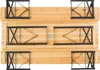 Top-down view of three wooden tables with black metal folding legs. Podgląd zdjęcia produktu