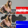 A man playing a guitar in front of soundproofing panels, with sound wave graphics. Produktbild-Vorschau