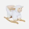A white plush sheep rocking toy for children, shown from a side angle on a light gray background. Produktbild-Vorschau