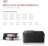 A marketing image showing printer compatibility information and a printer with binders. Produktbild-Vorschau