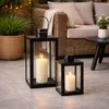 2tlg Metall Laternen Set Schwarz Gartenlaterne Windlicht ca. H34/47cm Produktbild-Vorschau