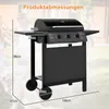 Barbecue a gas da esterno a 3 fuochi con tavolini laterali, Anteprima dell’immagine prodotto 2