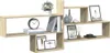 A wooden wall shelf unit with various decorative items and books. Náhľad obrázku produktu