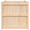 A close-up view of the back of a wooden planter box. Voir les images du produit