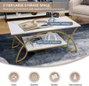 Couchtisch Marmor Gold, Kaffeetisch 2 Ablagen, Produktbild-Vorschau 6